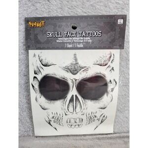 Spirit Halloween Skull Face Tattoo Water Transfer Costume